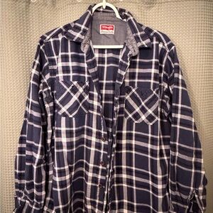 Wrangler Men's Navy and White Checkered Shirt